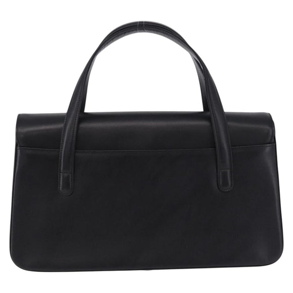 GIVENCHY Hand Bag Leather Black Gold Auth BA14377