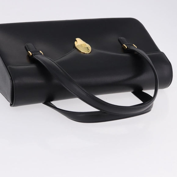 GIVENCHY Hand Bag Leather Black Gold Auth BA14377