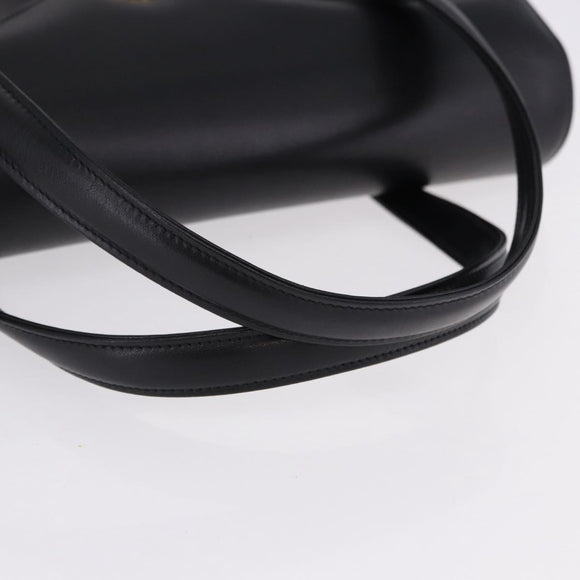 GIVENCHY Hand Bag Leather Black Gold Auth BA14377