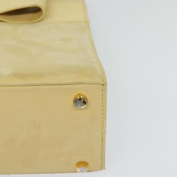 Salvatore Ferragamo Vala Hand Bag Suede Beige Gold Auth BA1438
