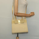 Salvatore Ferragamo Vala Hand Bag Suede Beige Gold Auth BA1438-21