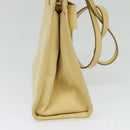 Salvatore Ferragamo Vala Hand Bag Suede Beige Gold Auth BA1438-3
