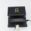 Salvatore Ferragamo Gancini Shoulder Bag Leather Navy Gold Auth BA14387-10