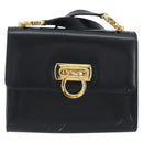 Salvatore Ferragamo Gancini Shoulder Bag Leather Navy Gold Auth BA14387-13
