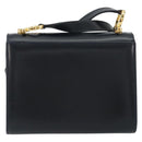 Salvatore Ferragamo Gancini Shoulder Bag Leather Navy Gold Auth BA14387-2