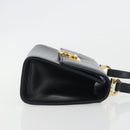 Salvatore Ferragamo Gancini Shoulder Bag Leather Navy Gold Auth BA14387-3