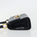 Salvatore Ferragamo Gancini Shoulder Bag Leather Navy Gold Auth BA14387-4