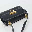 Salvatore Ferragamo Gancini Shoulder Bag Leather Navy Gold Auth BA14387-6