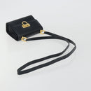 Salvatore Ferragamo Gancini Shoulder Bag Leather Navy Gold Auth BA14387-7