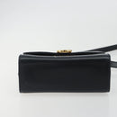 Salvatore Ferragamo Gancini Shoulder Bag Leather Navy Gold Auth BA14387-5