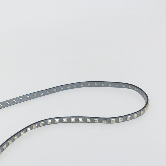 VALENTINO Rock Studs Hand Bag Leather 2way Light Blue Gold Auth BA14388