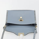 VALENTINO Rock Studs Hand Bag Leather 2way Light Blue Gold Auth BA14388-21