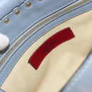VALENTINO Rock Studs Hand Bag Leather 2way Light Blue Gold Auth BA14388-22