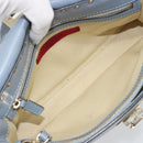 VALENTINO Rock Studs Hand Bag Leather 2way Light Blue Gold Auth BA14388-11