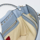 VALENTINO Rock Studs Hand Bag Leather 2way Light Blue Gold Auth BA14388-23