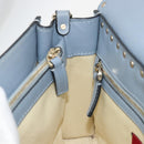 VALENTINO Rock Studs Hand Bag Leather 2way Light Blue Gold Auth BA14388-24