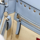 VALENTINO Rock Studs Hand Bag Leather 2way Light Blue Gold Auth BA14388-25