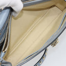 VALENTINO Rock Studs Hand Bag Leather 2way Light Blue Gold Auth BA14388-29
