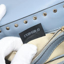 VALENTINO Rock Studs Hand Bag Leather 2way Light Blue Gold Auth BA14388-12