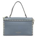 VALENTINO Rock Studs Hand Bag Leather 2way Light Blue Gold Auth BA14388-2