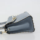 VALENTINO Rock Studs Hand Bag Leather 2way Light Blue Gold Auth BA14388-4