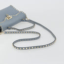 VALENTINO Rock Studs Hand Bag Leather 2way Light Blue Gold Auth BA14388-9