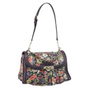 BALLY Hand Bag Leather Purple Gold Auth BA14389A-1