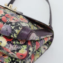 BALLY Hand Bag Leather Purple Gold Auth BA14389A-10