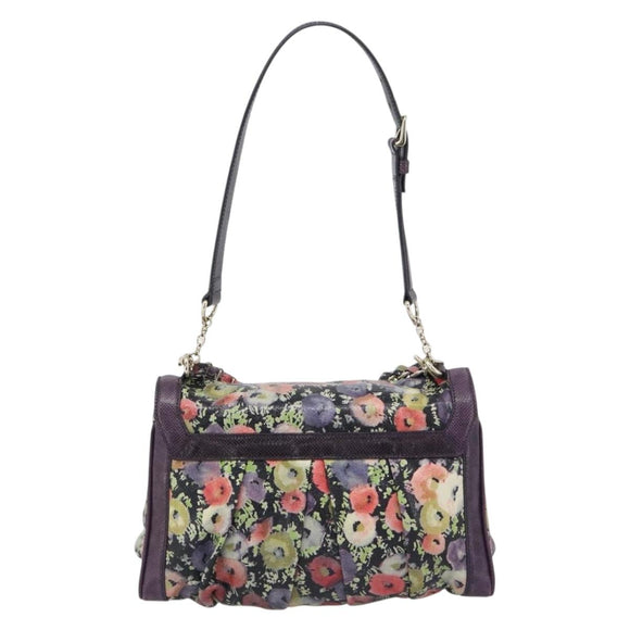 BALLY Hand Bag Leather Purple Gold Auth BA14389A