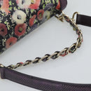 BALLY Hand Bag Leather Purple Gold Auth BA14389A-7