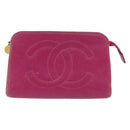 CHANEL COCO Mark Pouch Caviar Skin Pink Gold CC Auth BA14390A-2