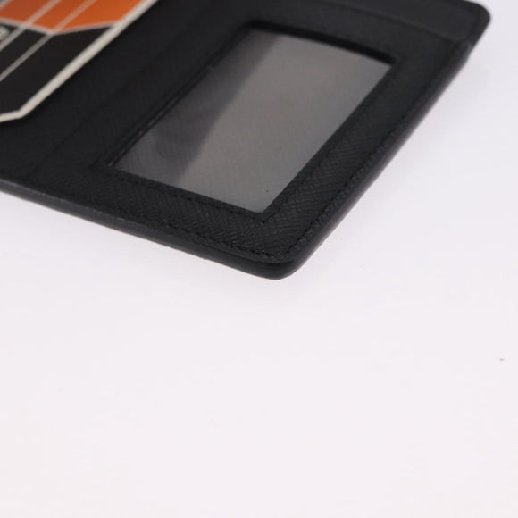PRADA Card Case Safiano leather Black Silver 2MC122 Auth BA14392A