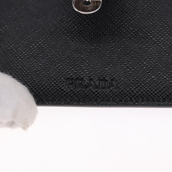 PRADA Card Case Safiano leather Black Silver 2MC122 Auth BA14392A