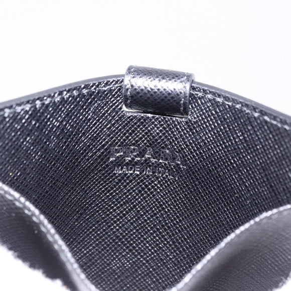 PRADA Card Case Safiano leather Black Silver 2MC122 Auth BA14392A