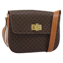 CELINE Macadam Canvas Shoulder Bag PVC Leather Brown Gold Auth BA14393-1