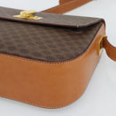 CELINE Macadam Canvas Shoulder Bag PVC Leather Brown Gold Auth BA14393-10