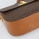 CELINE Macadam Canvas Shoulder Bag PVC Leather Brown Gold Auth BA14393-11