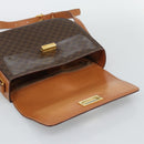 CELINE Macadam Canvas Shoulder Bag PVC Leather Brown Gold Auth BA14393-15