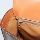CELINE Macadam Canvas Shoulder Bag PVC Leather Brown Gold Auth BA14393-20