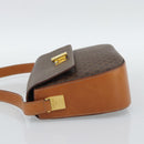CELINE Macadam Canvas Shoulder Bag PVC Leather Brown Gold Auth BA14393-4