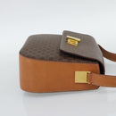 CELINE Macadam Canvas Shoulder Bag PVC Leather Brown Gold Auth BA14393-5