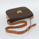 CELINE Macadam Canvas Shoulder Bag PVC Leather Brown Gold Auth BA14393-7