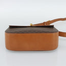CELINE Macadam Canvas Shoulder Bag PVC Leather Brown Gold Auth BA14393-9