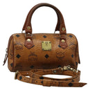 MCM Logogram Vicetos Hand Bag PVC Leather 2way Brown Gold Auth BA1440-1