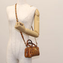 MCM Logogram Vicetos Hand Bag PVC Leather 2way Brown Gold Auth BA1440-21