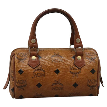 MCM Logogram Vicetos Hand Bag PVC Leather 2way Brown Gold Auth BA1440 - 0