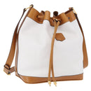 CELINE Shoulder Bag Leather White Gold Auth BA14401A-1