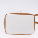 CELINE Shoulder Bag Leather White Gold Auth BA14401A-10