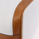 CELINE Shoulder Bag Leather White Gold Auth BA14401A-11