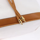 CELINE Shoulder Bag Leather White Gold Auth BA14401A-15